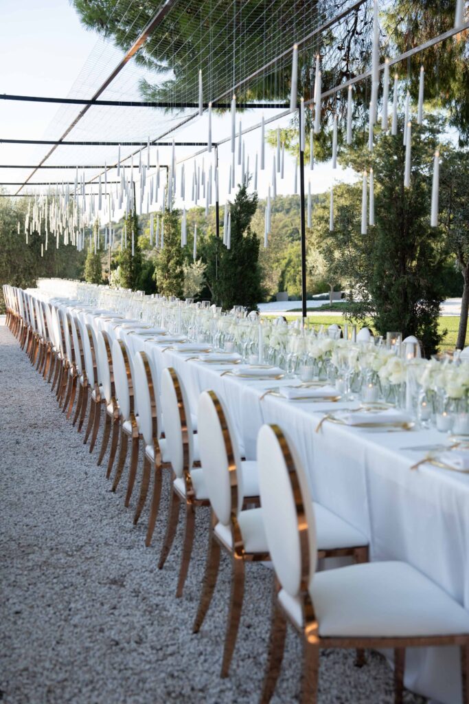 Luxury table setting at Conti di San Bonifacio Wine Resort in Tuscany